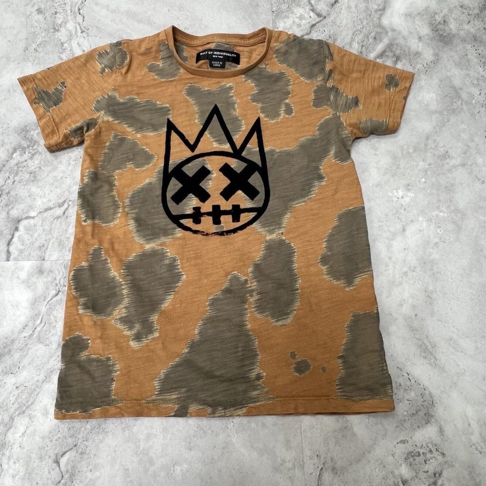 Cult of Individuality Kid's Cult Shimuchan Flocking Graphic T-Shirt Brown Size 8
